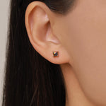 Black Opal Square Stud Earrings in Sterling Silver - Gold or Silver - Opal Cube Earrings - Petite Stud Earrings, Black Opal, Square Shape
