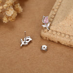 Sterling Silver Tulip Flower CZ Stud Earrings, Silver, Gold or Rose Gold, Pink Tulip Earrings, Floral Earrings, Blossom Earrings, Nature