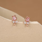 Sterling Silver Tulip Flower CZ Stud Earrings, Silver, Gold or Rose Gold, Pink Tulip Earrings, Floral Earrings, Blossom Earrings, Nature