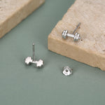 Sterling Silver Weight Lifting Dumbell Stud Earrings, Silver, Gold or Rose Gold, Fun Earrings, Exercise Lover Earrings