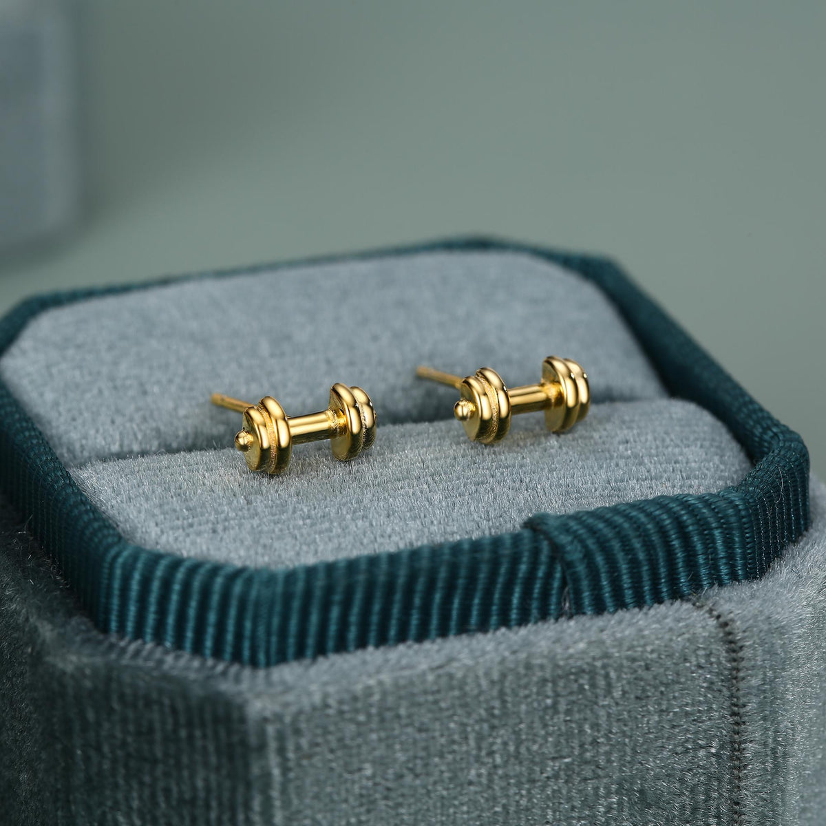 Sterling Silver Weight Lifting Dumbell Stud Earrings, Silver, Gold or Rose Gold, Fun Earrings, Exercise Lover Earrings