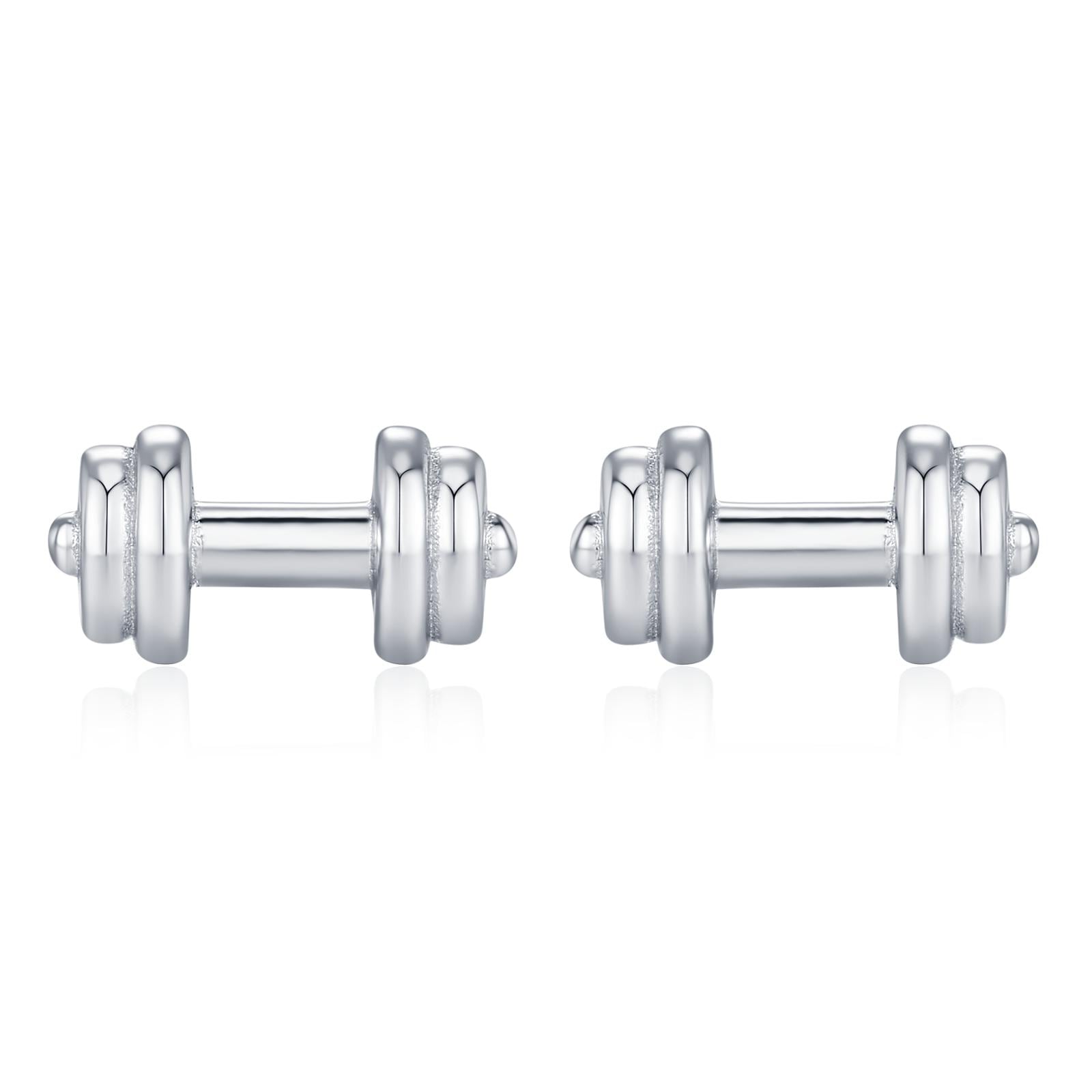 Sterling Silver Weight Lifting Dumbell Stud Earrings, Silver, Gold or Rose Gold, Fun Earrings, Exercise Lover Earrings