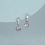 Genuine Labradorite Stone Beaded Huggie Hoop Earrings in Sterling Silver, 6mm Labradorite Hoops, Detachable Charms
