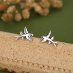 Very Tiny Flying Fish Stud Earrings in Sterling Silver, Silver or Gold or Mixed Tone, Cute Flying Fish Earrings
