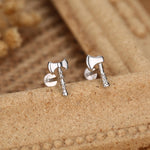 Sterling Silver Viking Axe Mismatched 16G Flat Back Labret Earrings