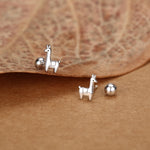Sterling Silver Llama 18G Screw Back Earrings