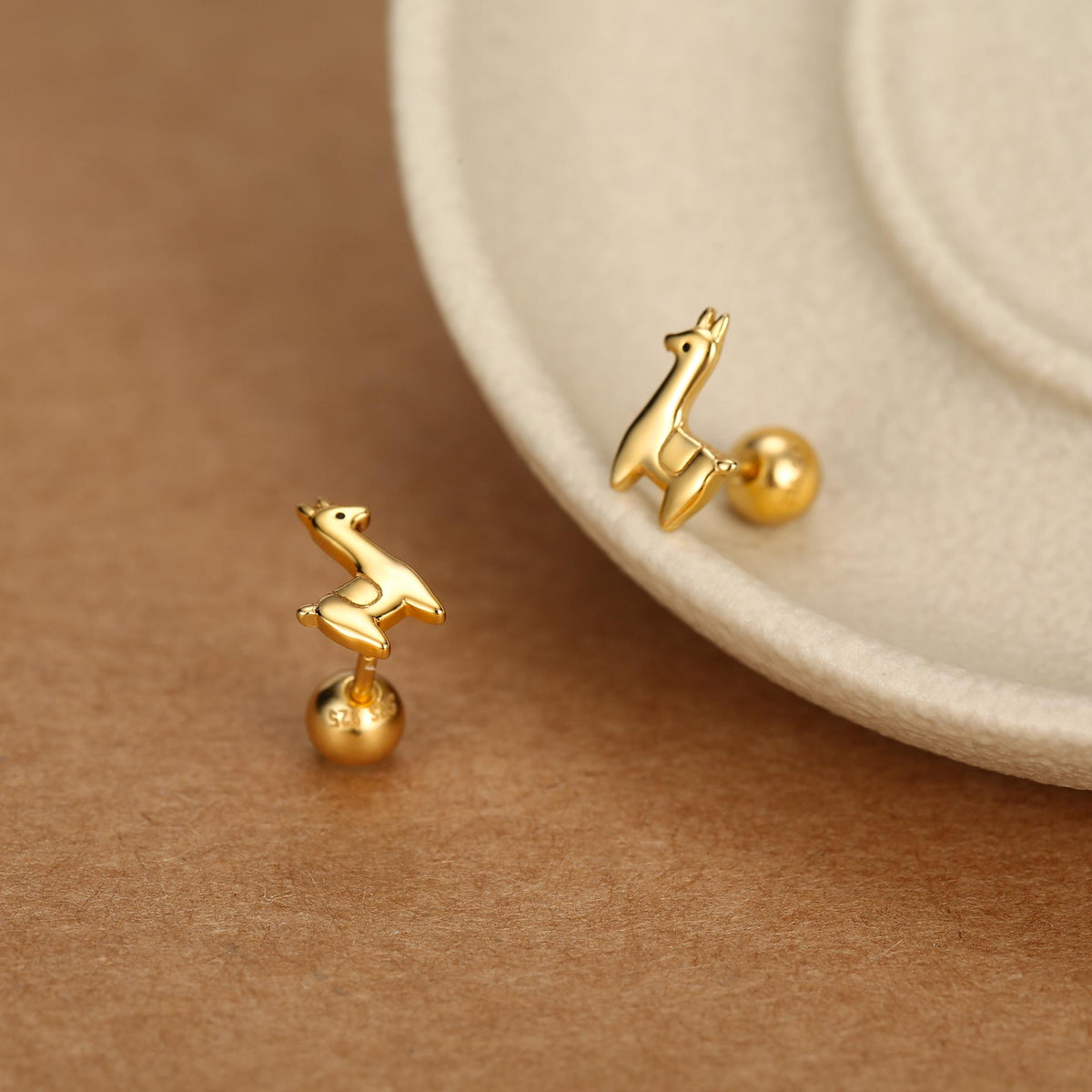 Sterling Silver Llama 18G Screw Back Earrings