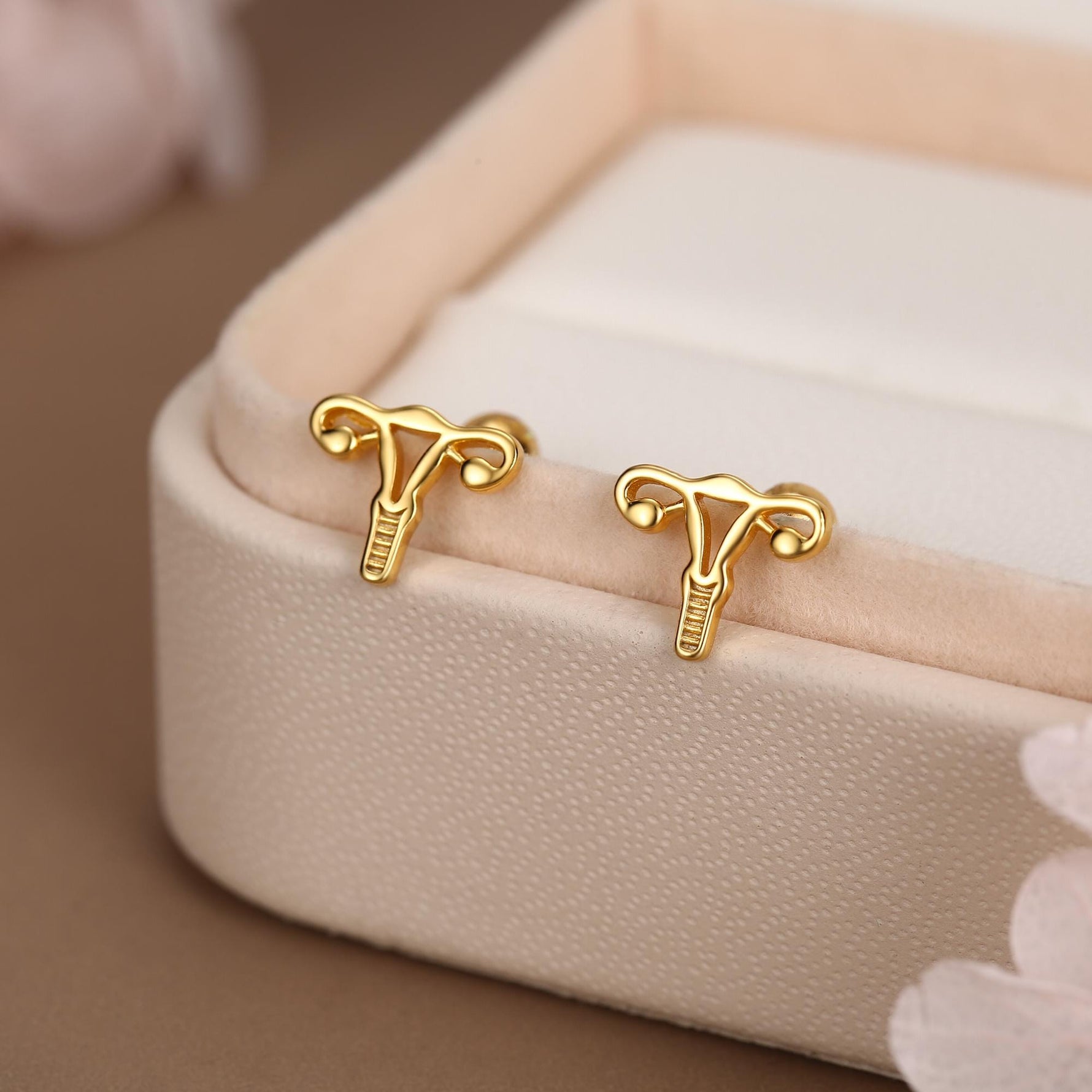 Sterling Silver Female Anatomy 18G Screw Back Earrings with Ball Backs