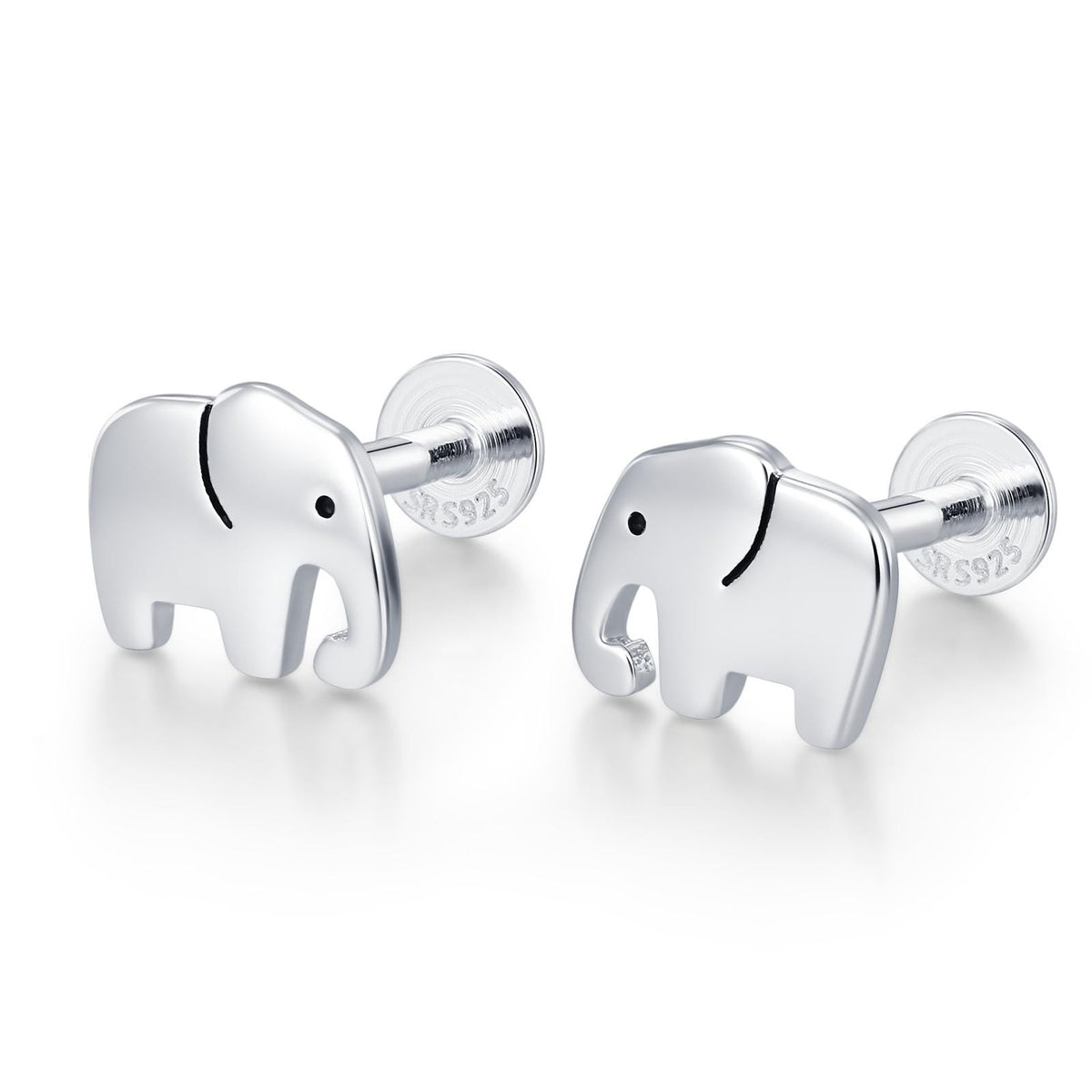 Sterling Silver Elephant 16G Flat Back Earrings