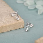 Sterling Silver Ballet Slipper 16G Flat Back Earrings