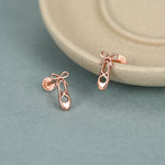 Sterling Silver Ballet Slipper 16G Flat Back Earrings