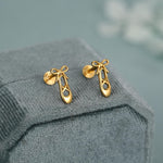 Sterling Silver Ballet Slipper 16G Flat Back Earrings