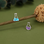 Sterling Silver Mismatched Chemistry Flask Stud Earrings