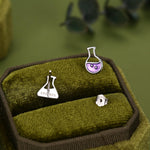 Sterling Silver Mismatched Chemistry Flask Stud Earrings