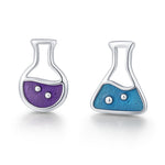 Sterling Silver Mismatched Chemistry Flask Stud Earrings