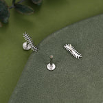 Oxidised Sterling Silver Centipede 16G Flat Back Stud Earrings
