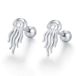 Sterling Silver Jellyfish 18G Screw Back Earrings