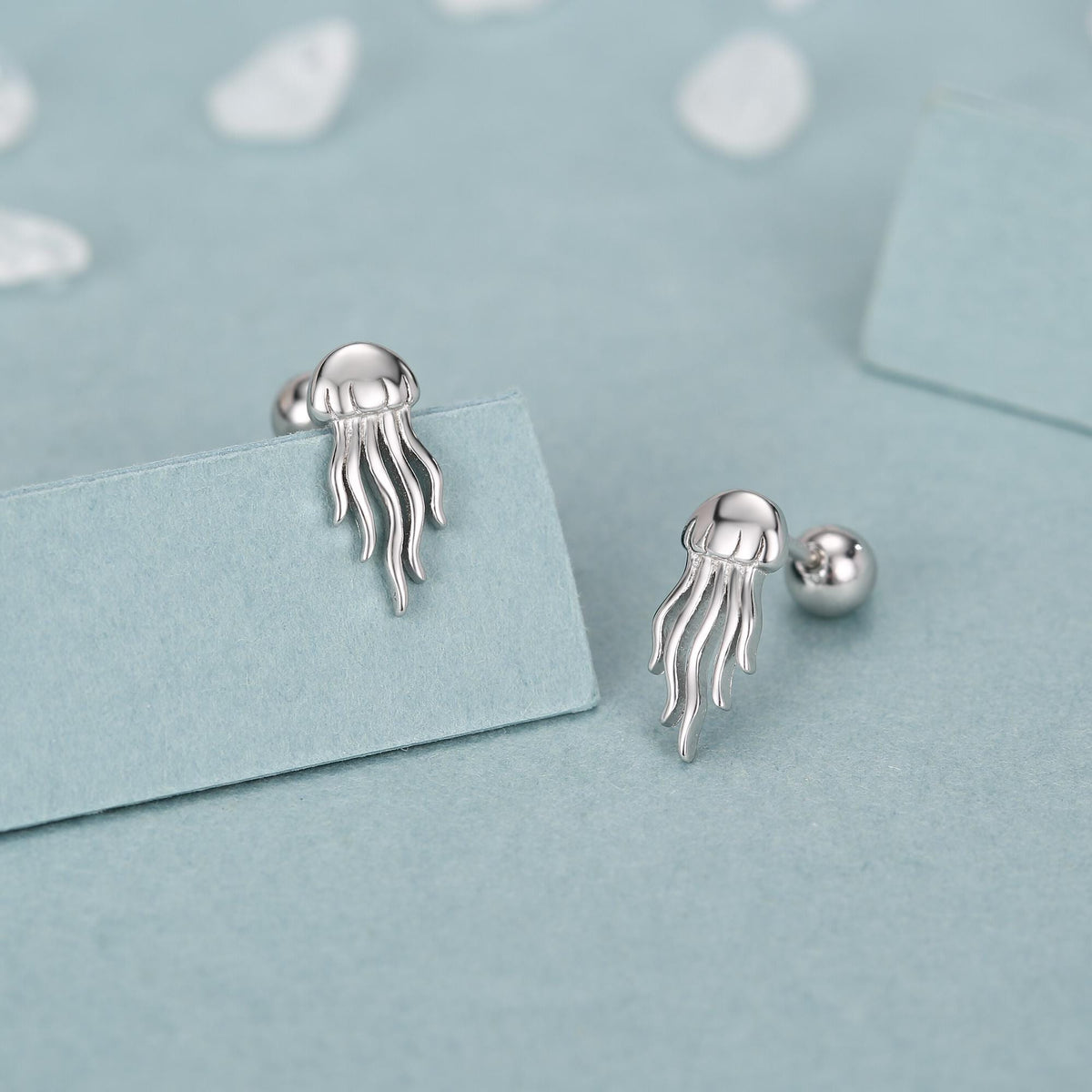 Sterling Silver Jellyfish 18G Screw Back Earrings