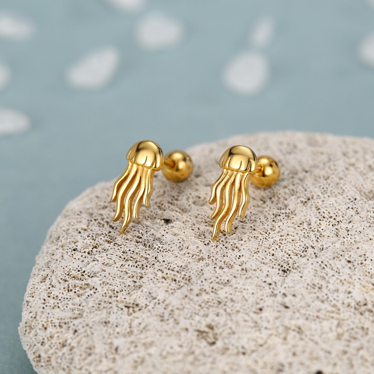 Sterling Silver Jellyfish 18G Screw Back Earrings