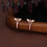 Sterling Silver Caduceus Symbol Stud Earrings