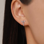 Sterling Silver Caduceus Symbol Stud Earrings