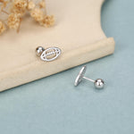 Sterling Silver Rugby Ball 16G Screw Back Stud Earrings