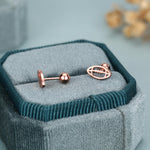 Sterling Silver Rugby Ball 16G Screw Back Stud Earrings