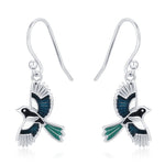 Sterling Silver Enamel Magpie Dangle Hook Earrings
