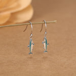 Sterling Silver Enamel Sardine Fish Dangle Hook Earrings
