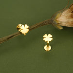 Sterling Silver Four Leaf Clover 16G Flat Back Stud Earrings