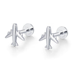 Sterling Silver Airplane 16G Flat Back Earrings