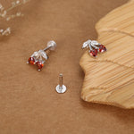 Sterling Silver Cherry 16G Flat Back Earrings