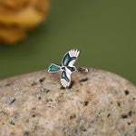 Sterling Silver Enamel Magpie Piercing Free Ear Cuff