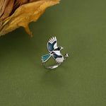 Sterling Silver Enamel Magpie Piercing Free Ear Cuff