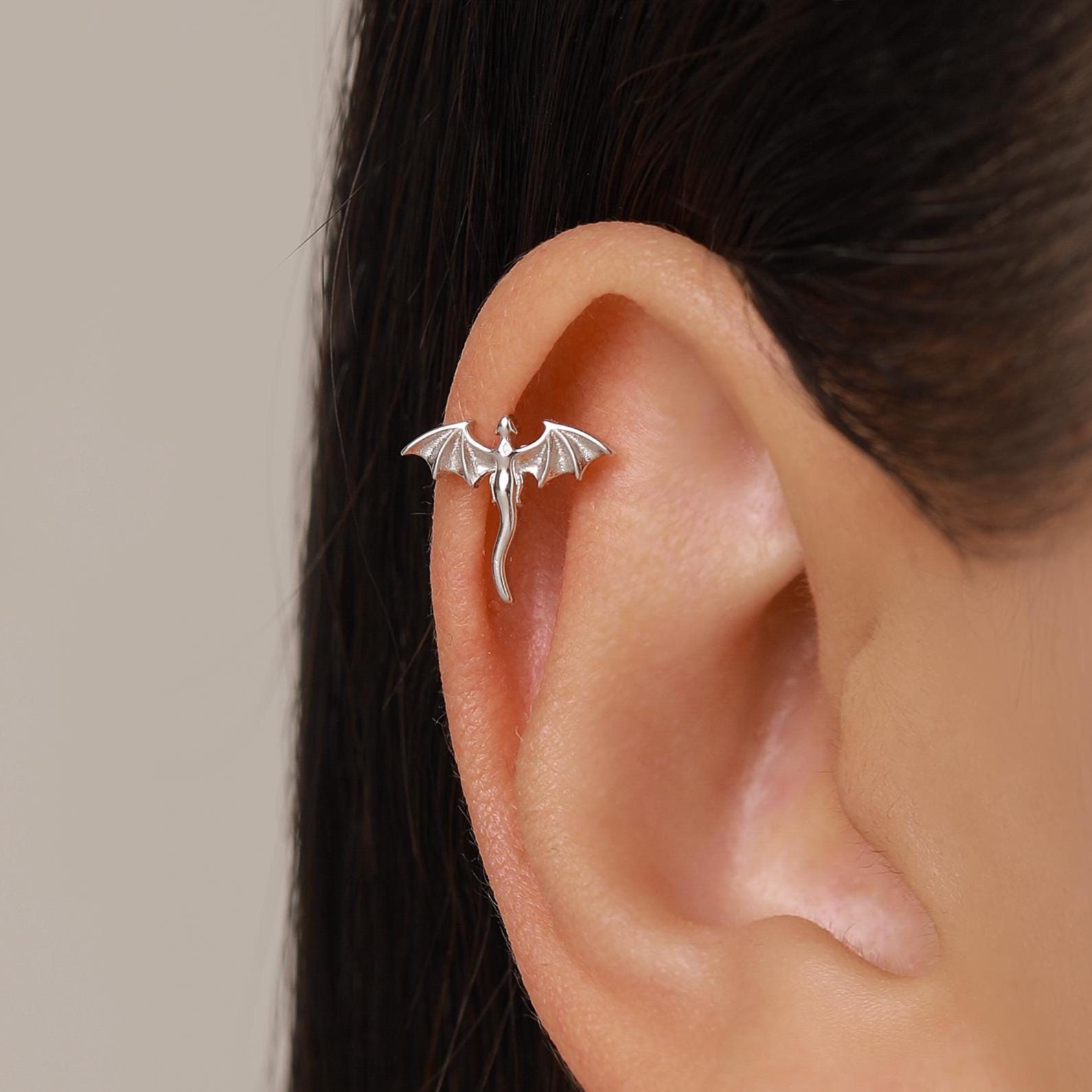 Sterling Silver Dragon Ear Cuff Piercing Free Ear Wrap