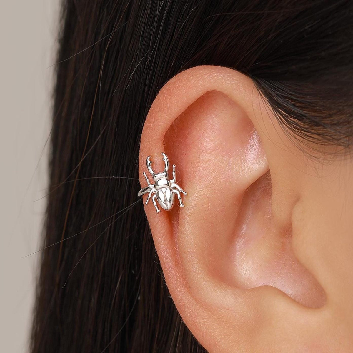 Sterling Silver Beetle Ear Cuff Piercing Free Ear Wrap