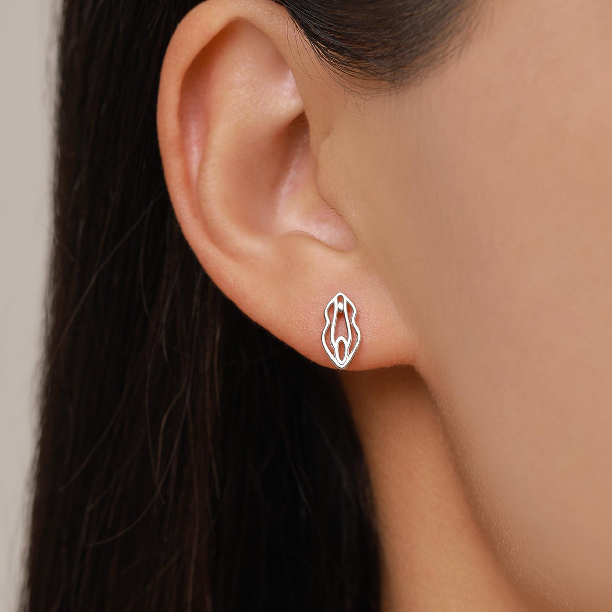 Sterling Silver Female Anatomy Stud Earrings