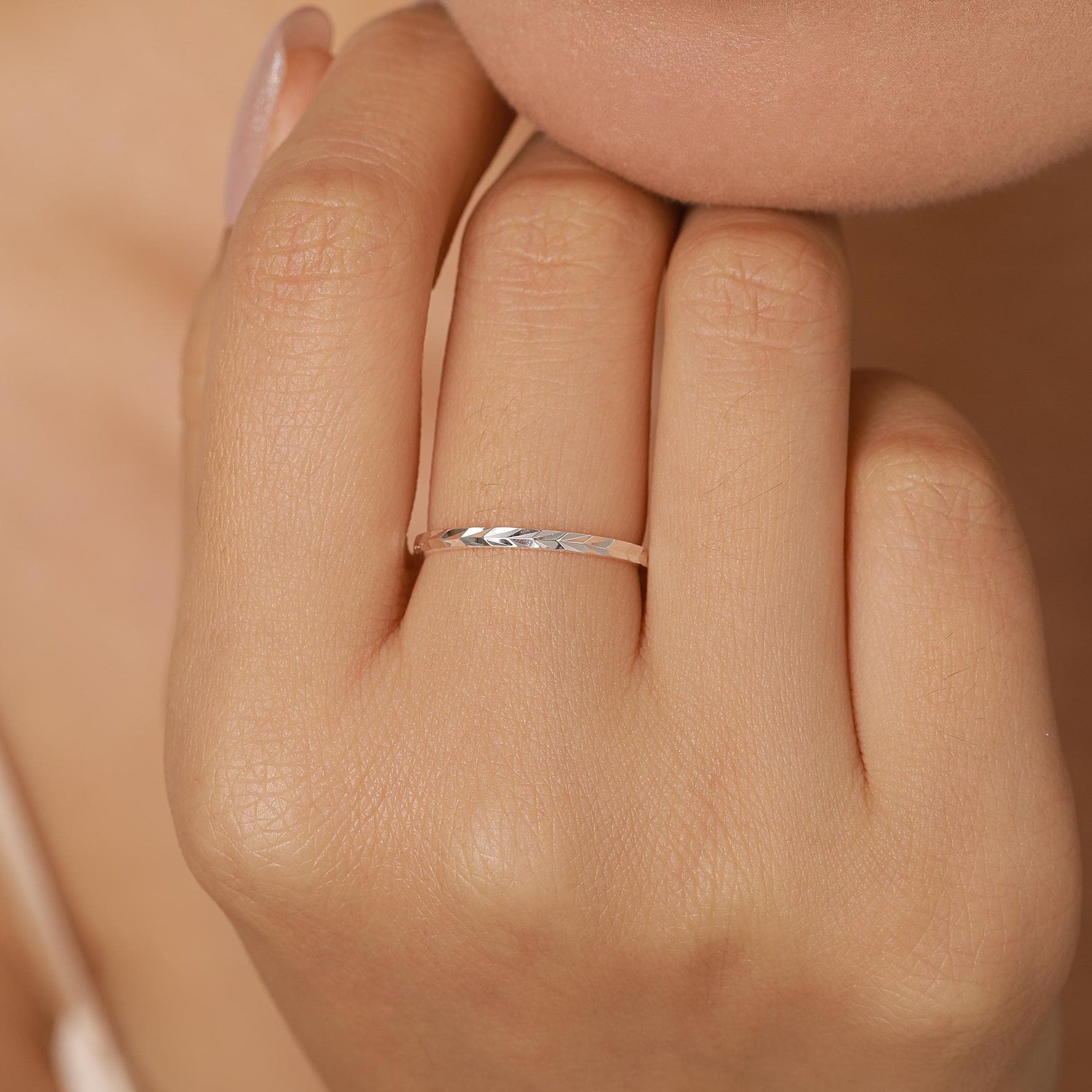 Sterling Silver Faceted Stacking Ring Minimalist Geometric Band