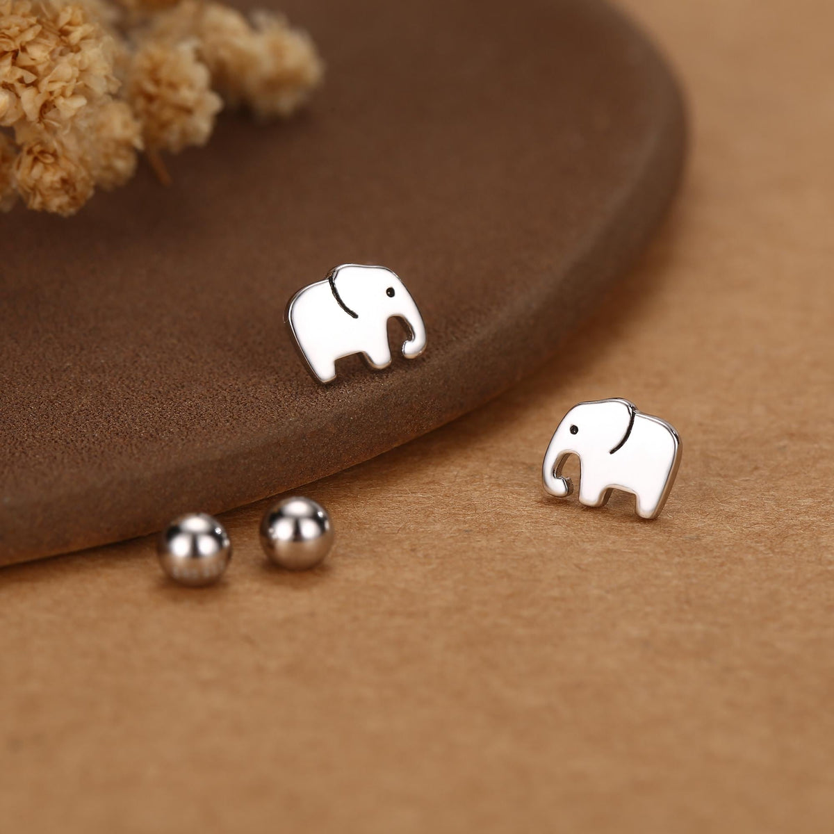 Sterling Silver Elephant 16G Screw Back Flat Back Stud Earrings