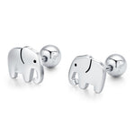 Sterling Silver Elephant 16G Screw Back Flat Back Stud Earrings