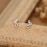 Sterling Silver Triple Star Climber Stud Earrings
