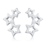 Sterling Silver Triple Star Climber Stud Earrings