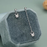 Sterling Silver Asymmetrical Spider Drop Stud Earrings