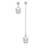 Sterling Silver Asymmetrical Spider Drop Stud Earrings