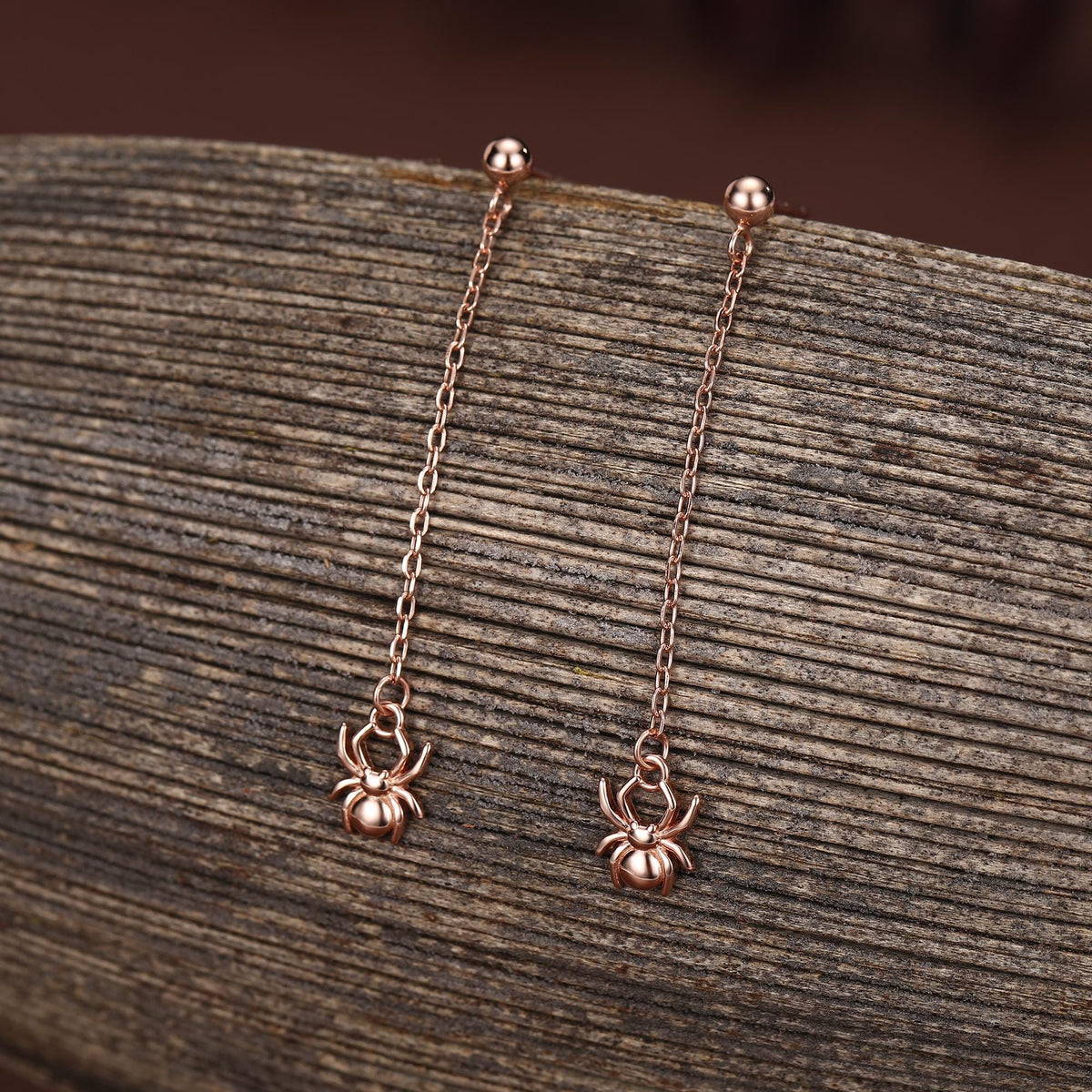 Sterling Silver Spider Chain Drop Stud Earrings