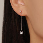 Sterling Silver Spider Chain Drop Stud Earrings