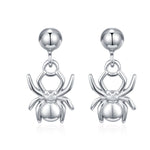 Sterling Silver Spider Drop Stud Earrings