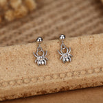 Sterling Silver Spider Drop Stud Earrings