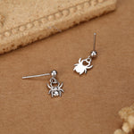 Sterling Silver Spider Drop Stud Earrings