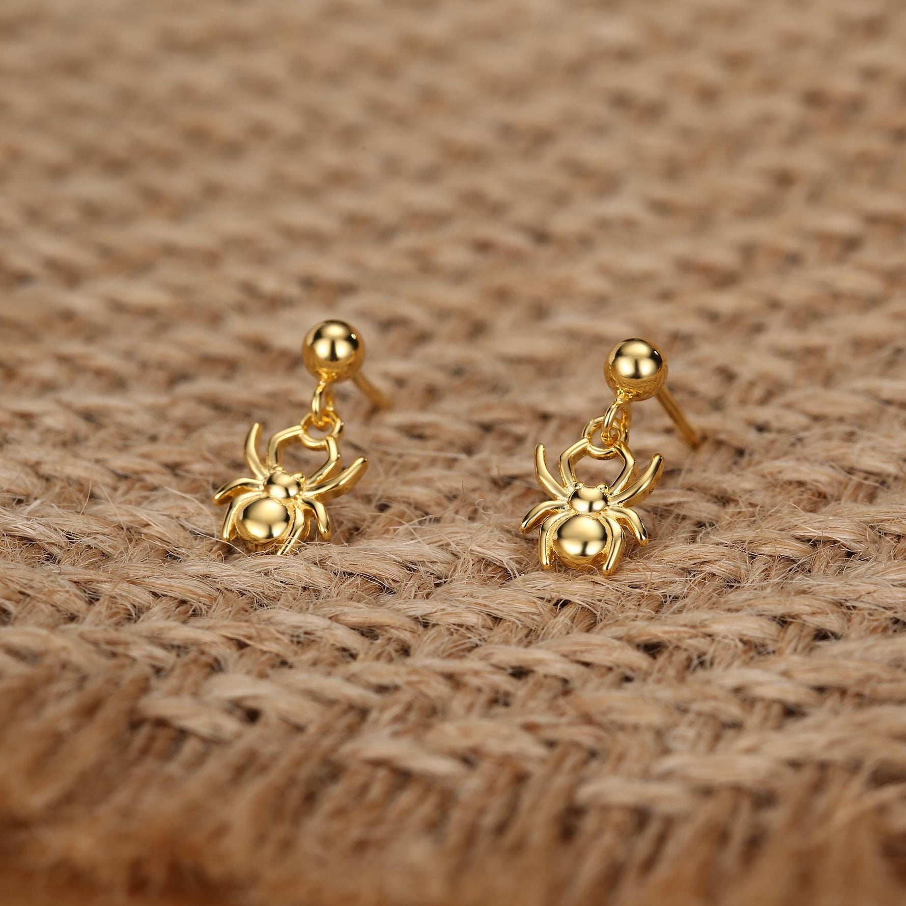 Sterling Silver Spider Drop Stud Earrings
